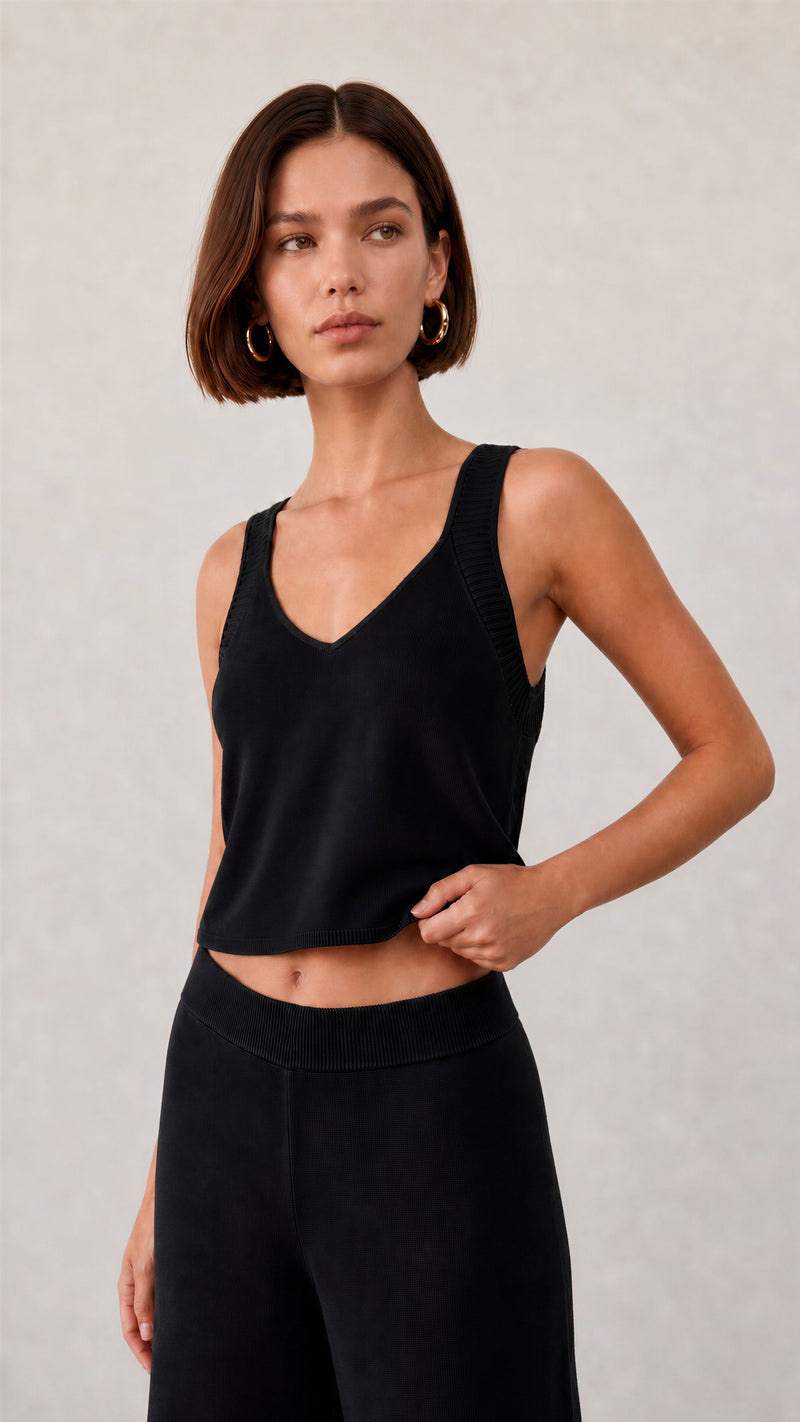 Ava Vest Top - Black