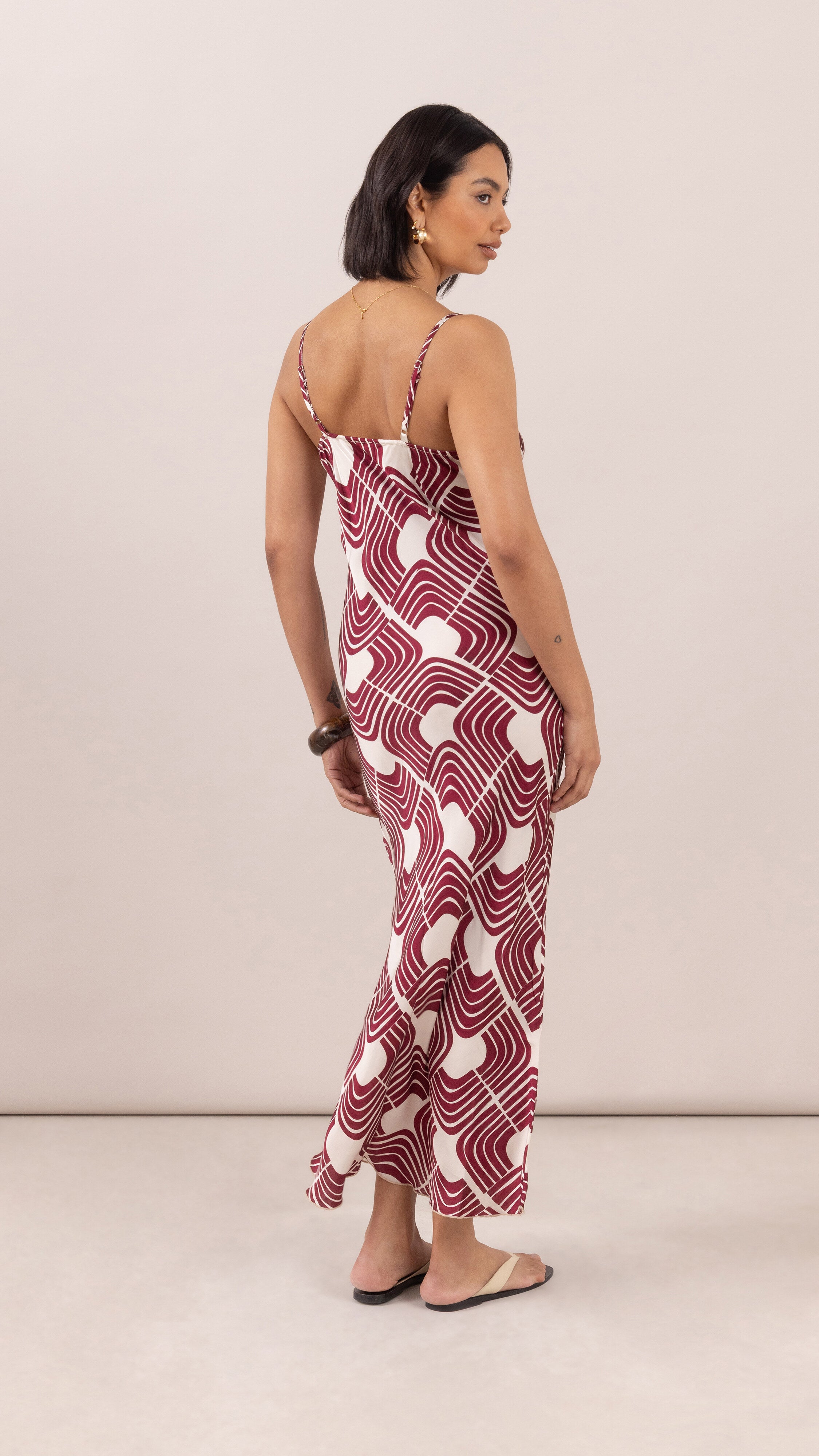 Lana Satin Dress - Geometric Print