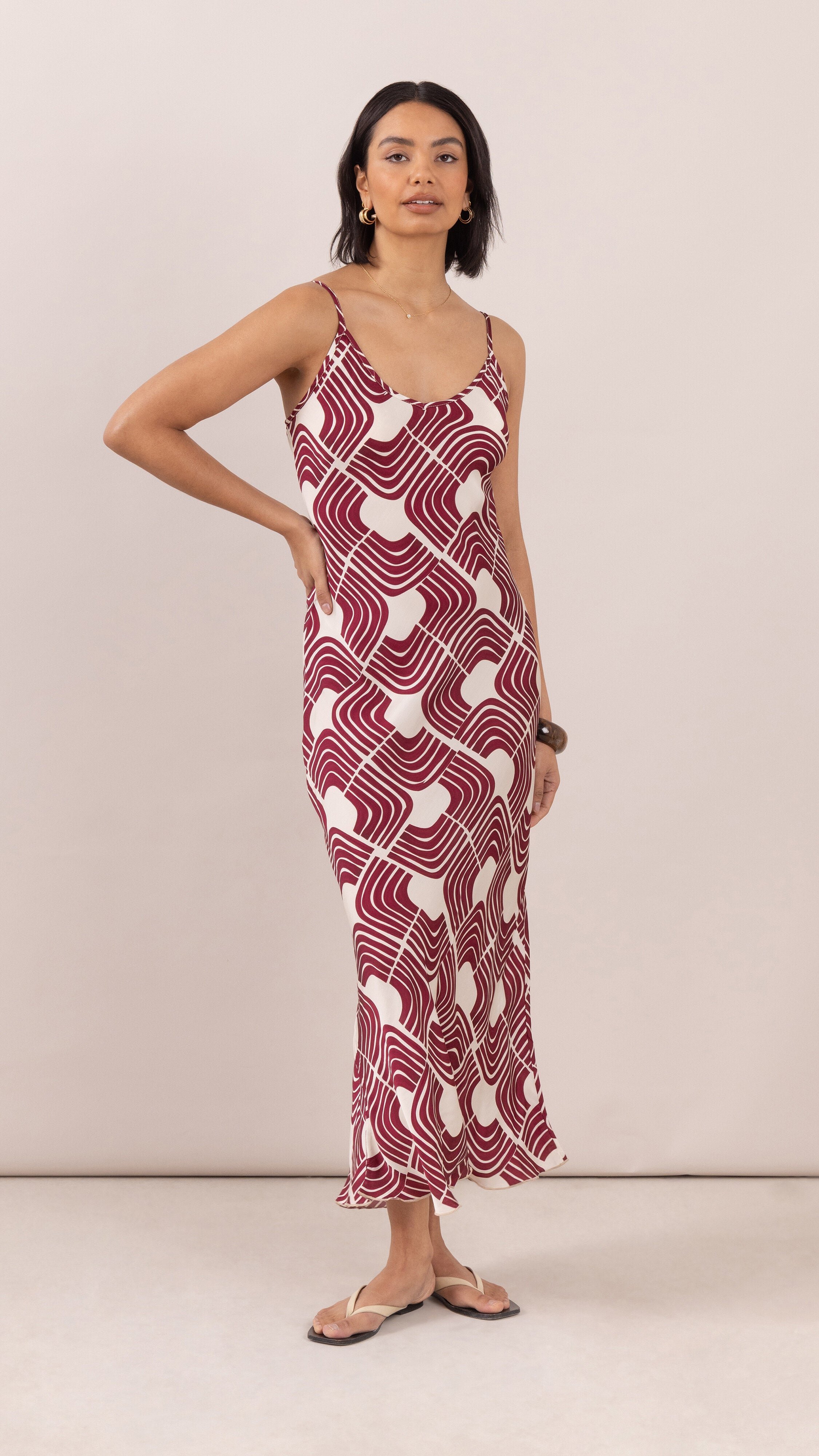 Lana Satin Dress - Geometric Print