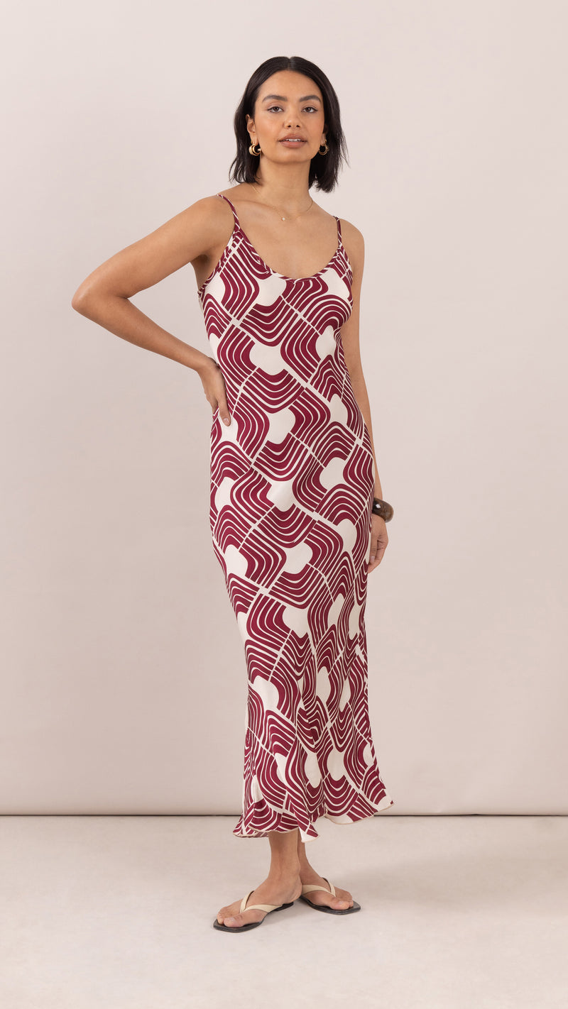 Lana Satin Dress - Geometric Print