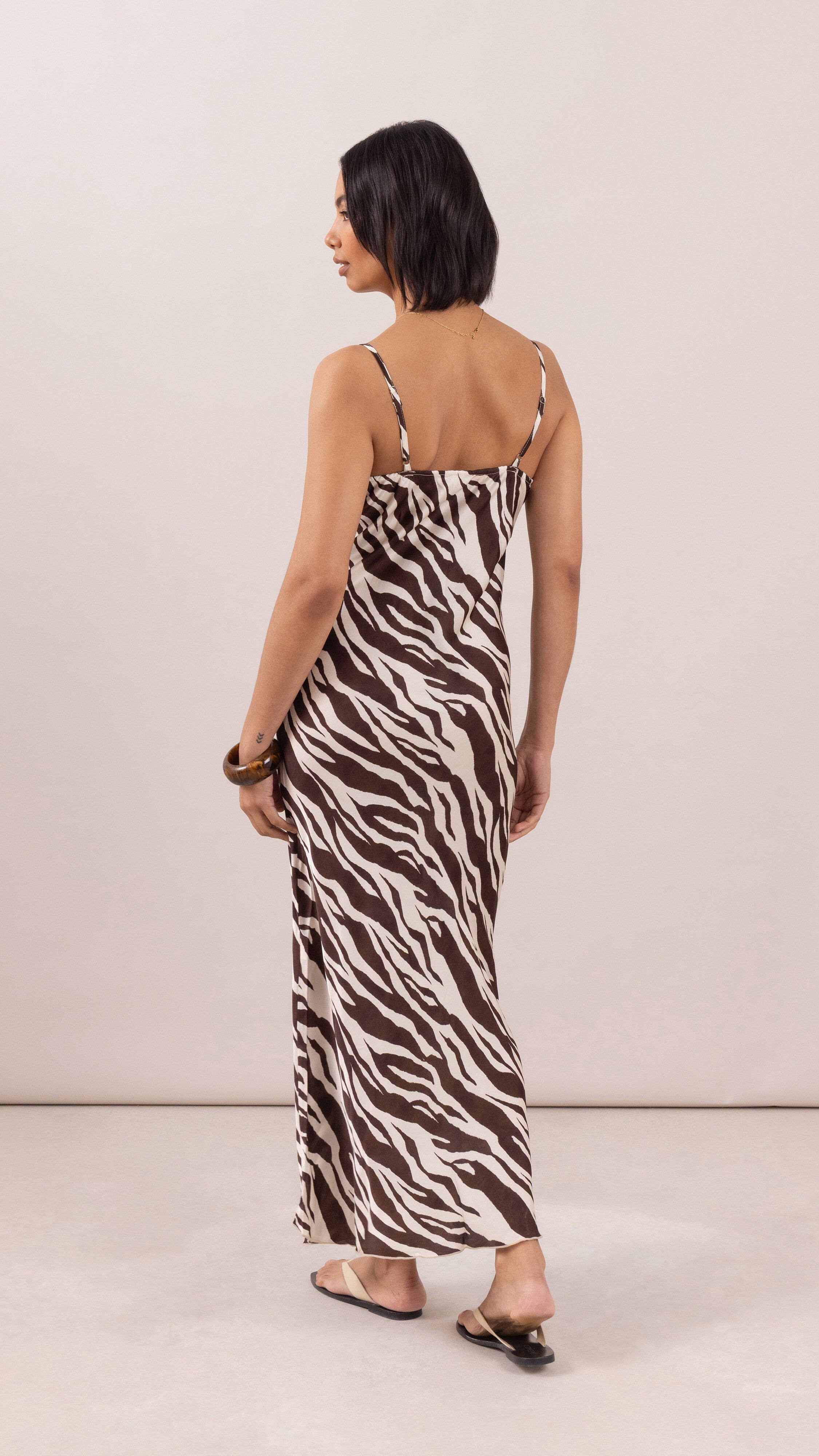 Lana Satin Dress - Zebra Print