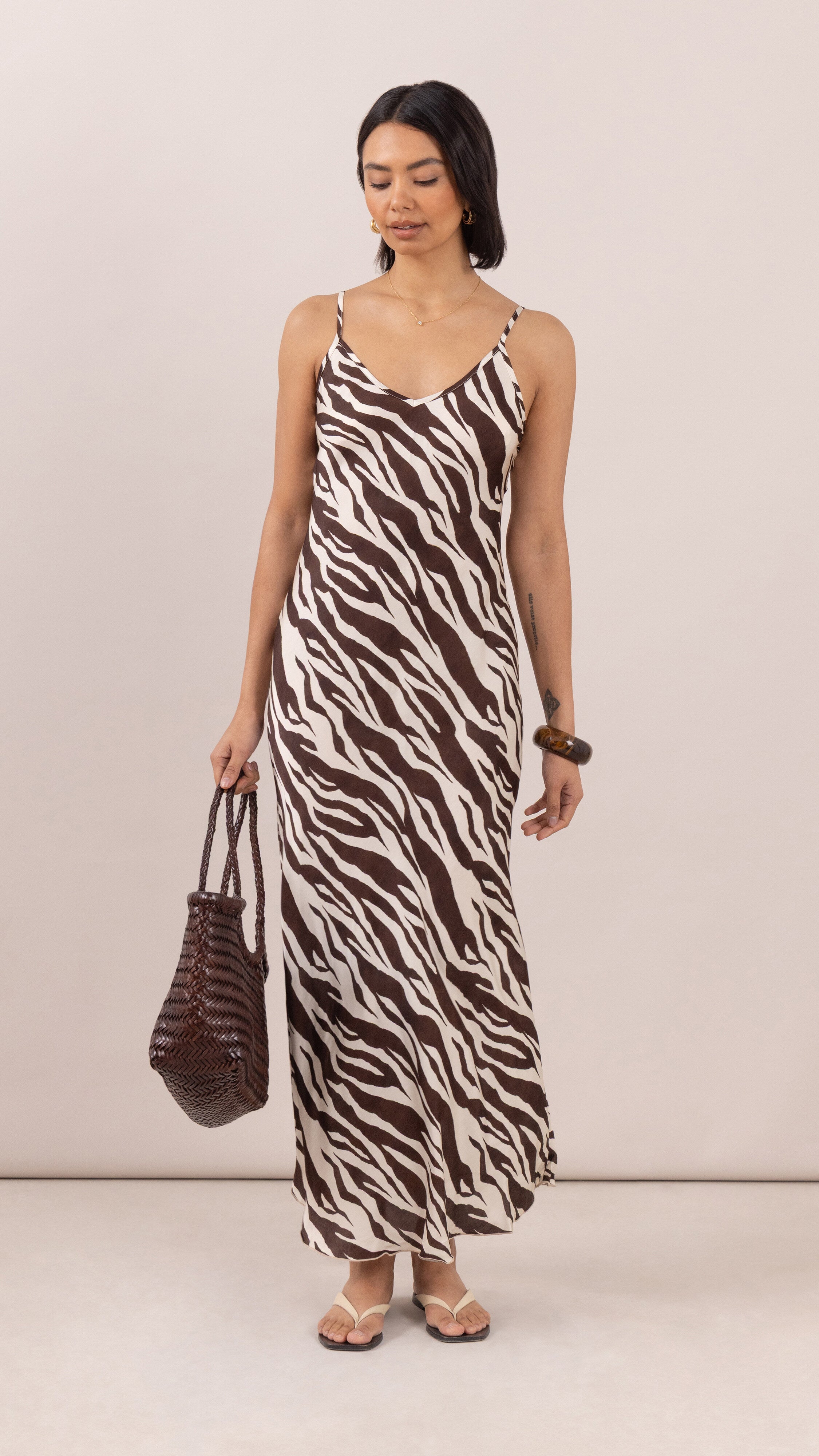 Lana Satin Dress - Zebra Print