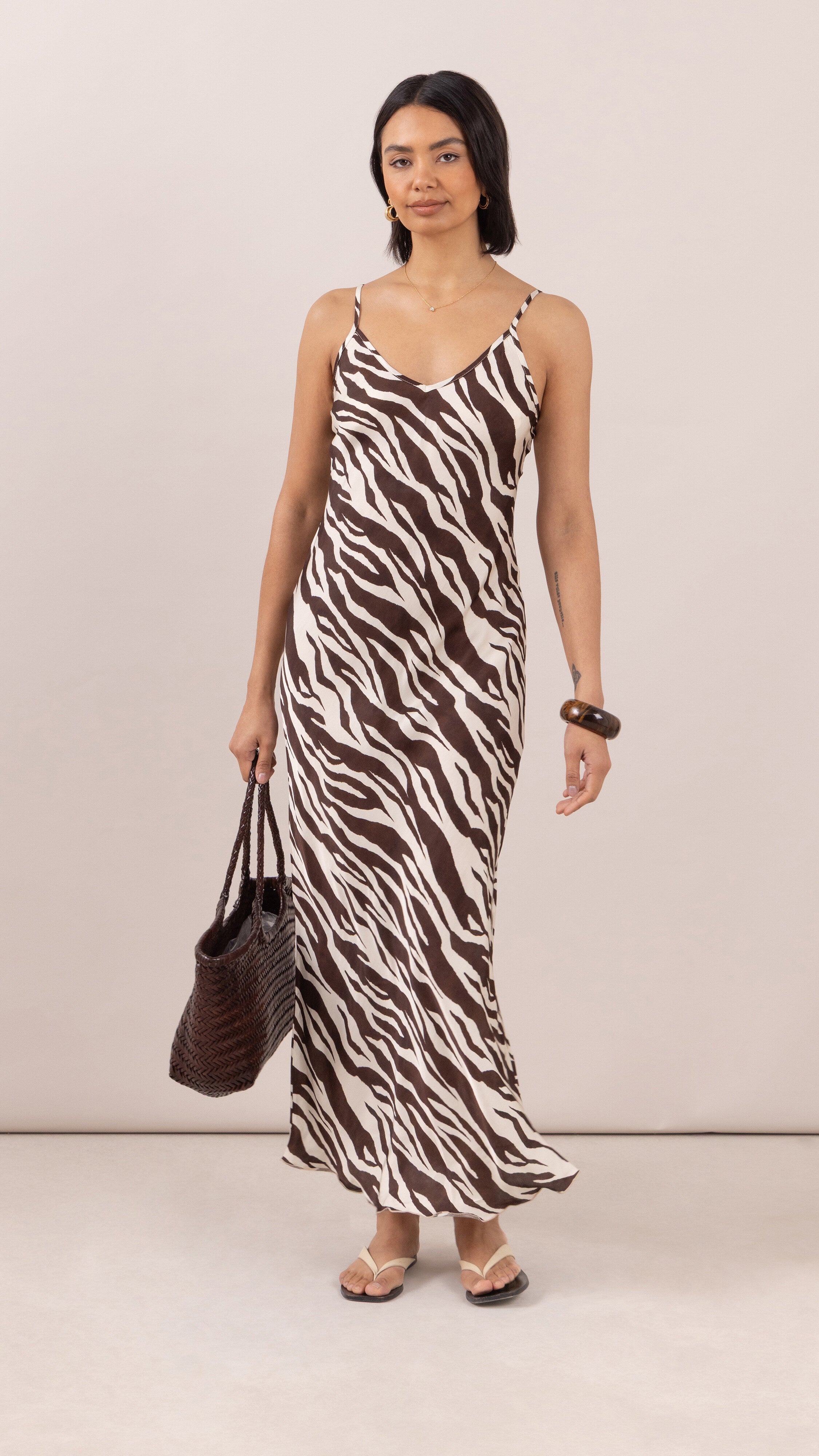 Lana Satin Dress - Zebra Print