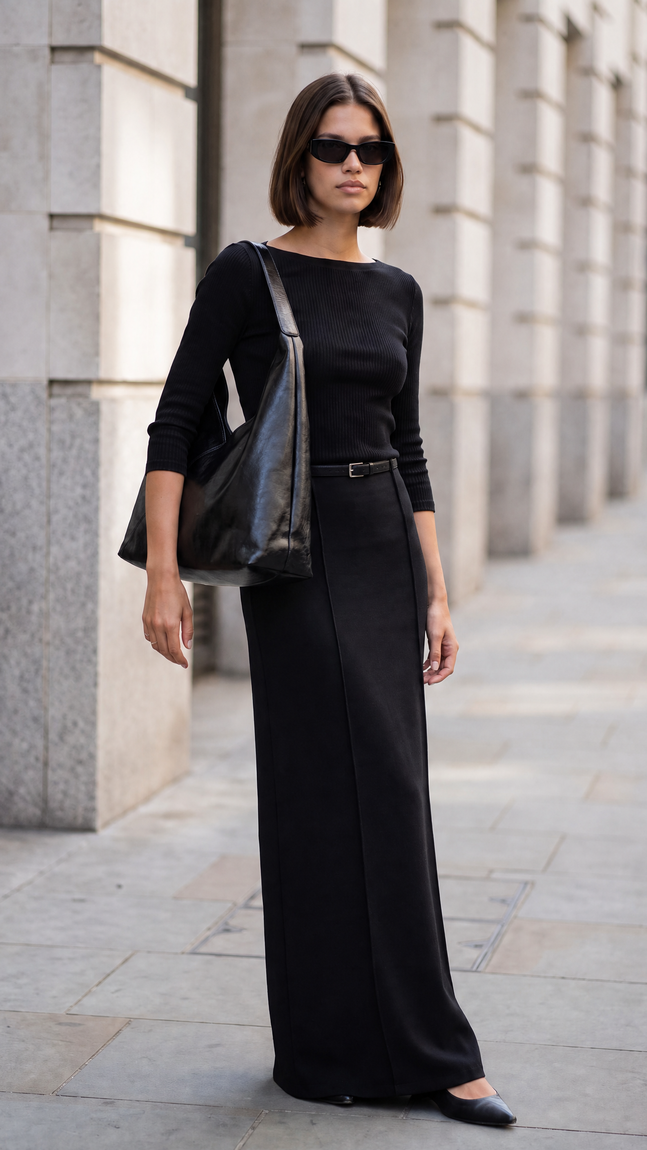Maren skirt with belt - Black