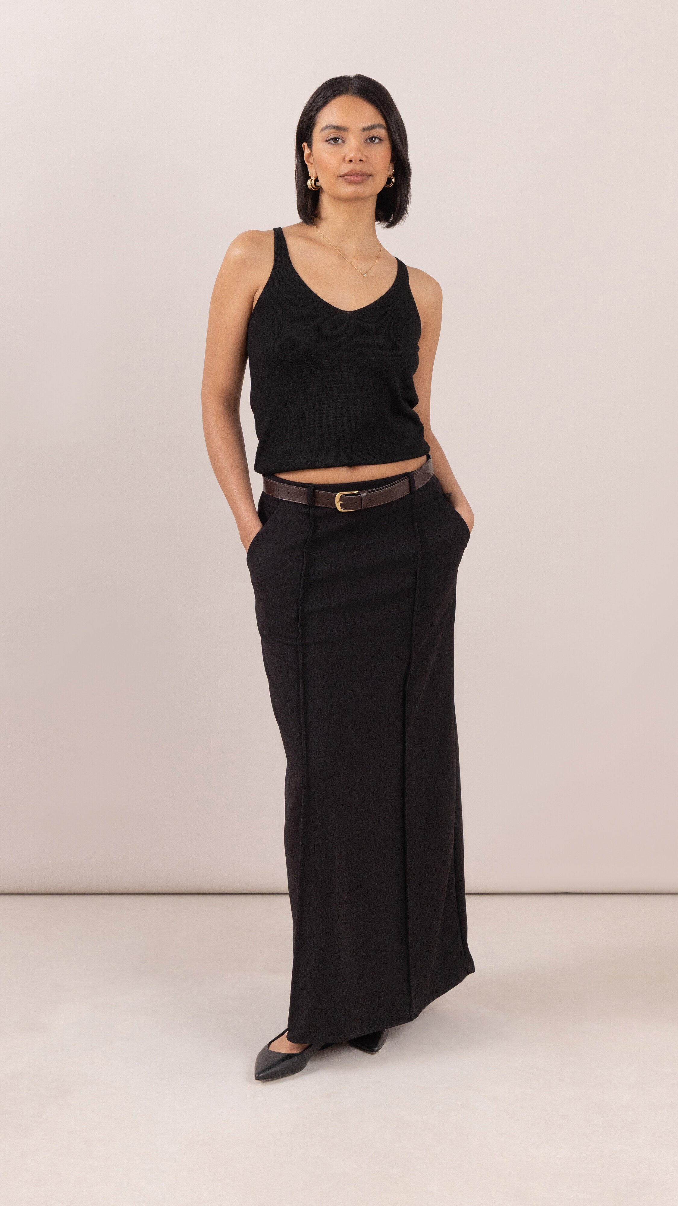 Maren skirt with belt - Black