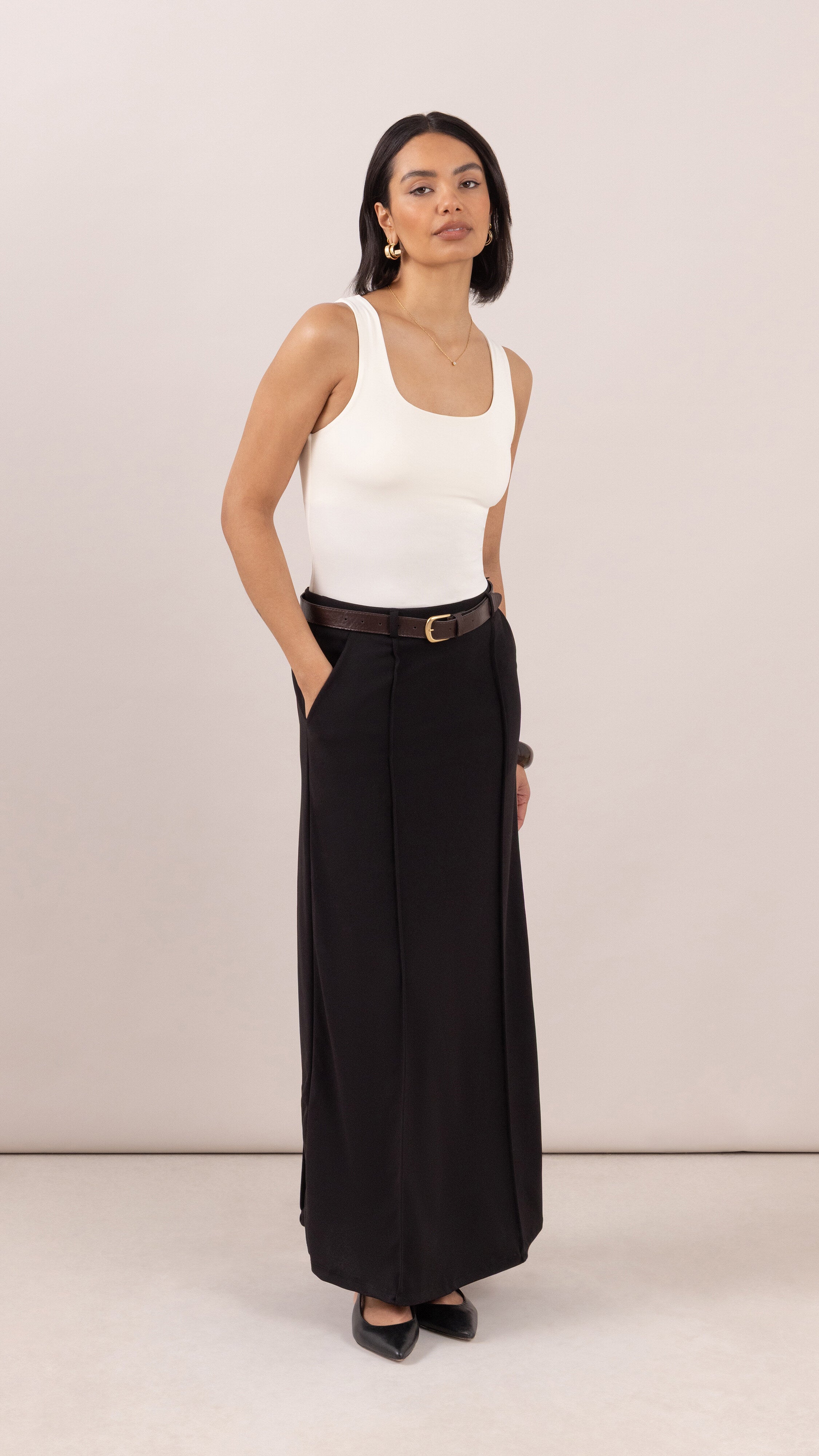Maren skirt with belt - Black