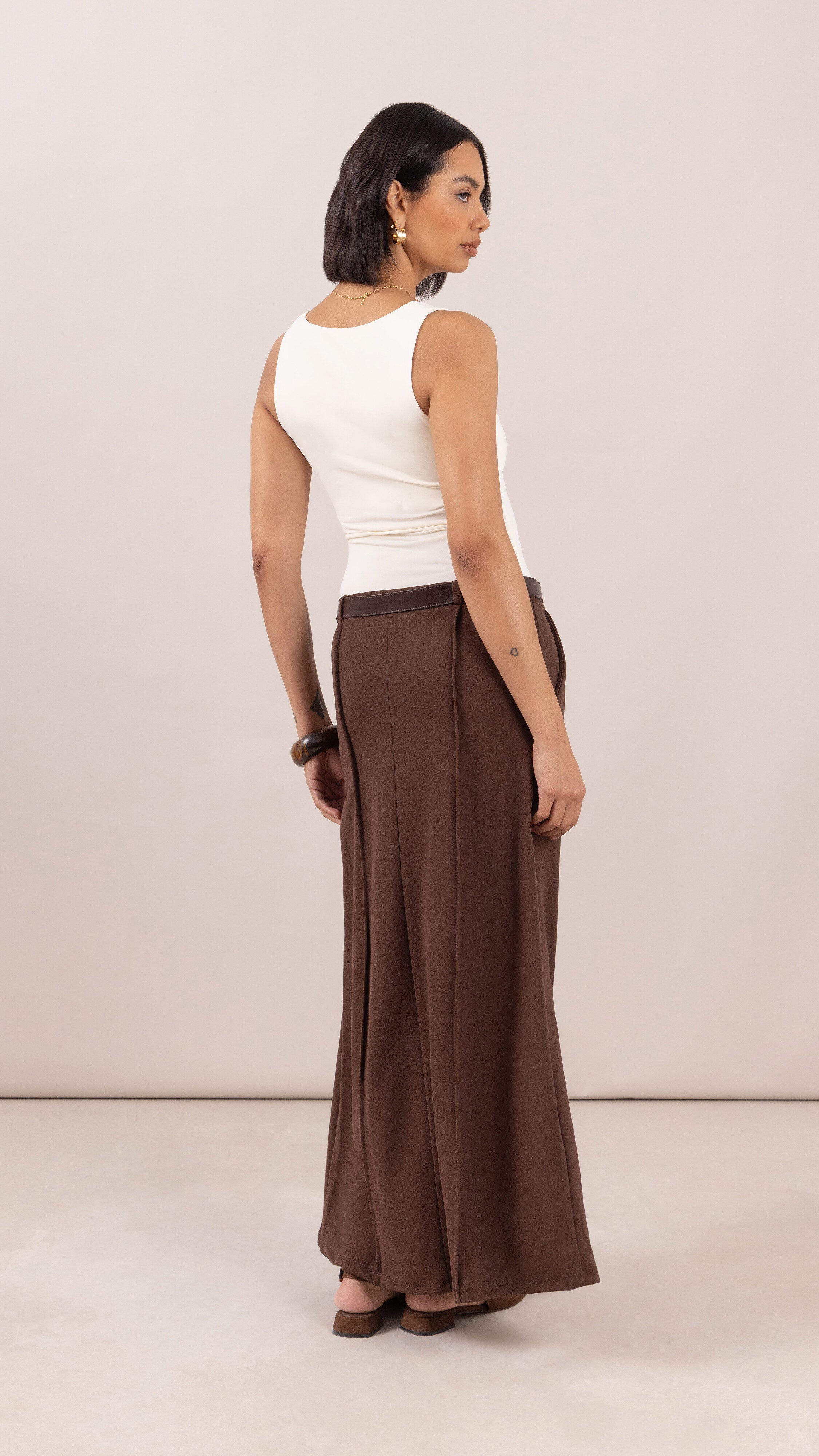 Maren skirt with belt - Dark Espresso