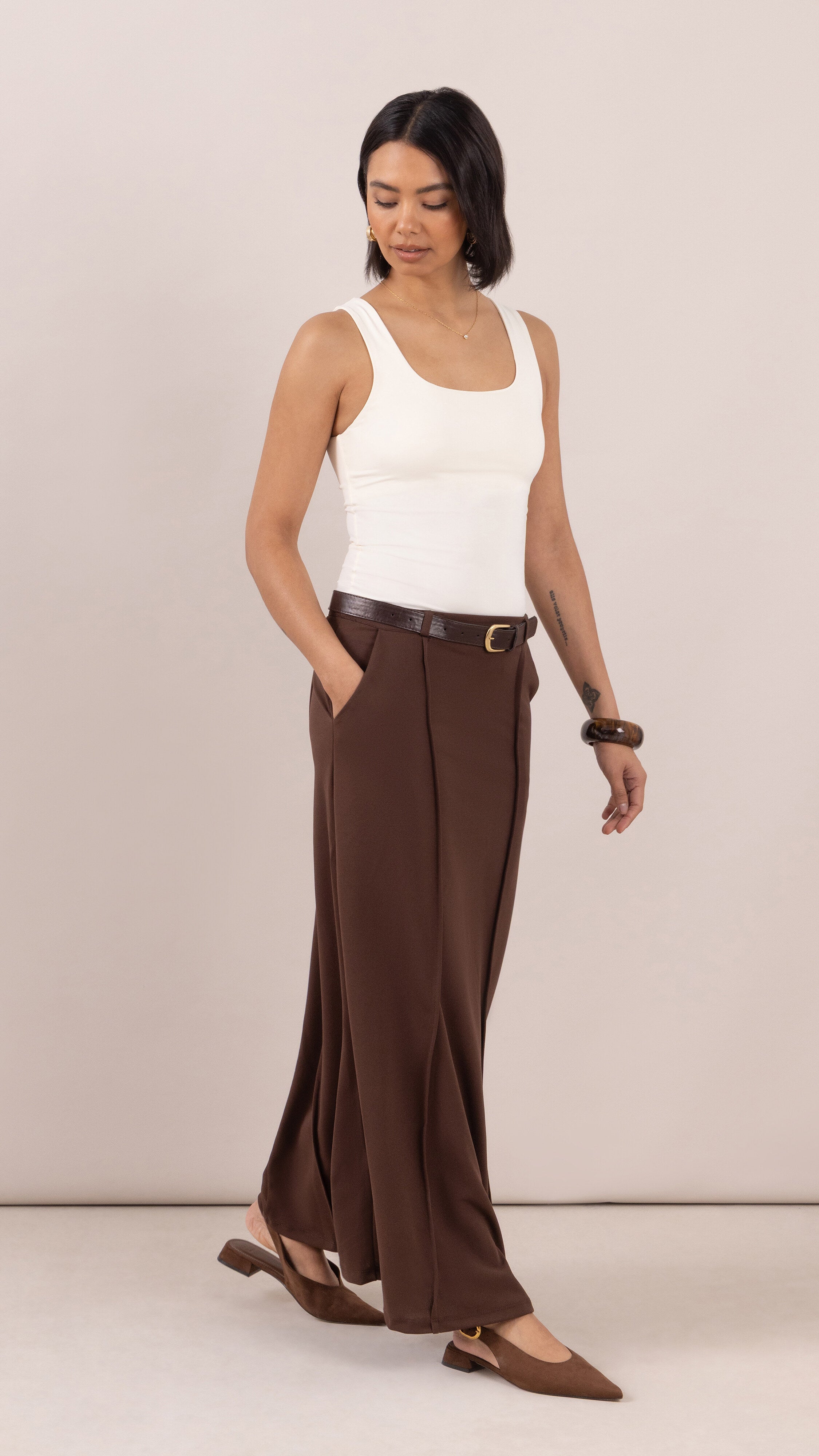 Maren skirt with belt - Dark Espresso