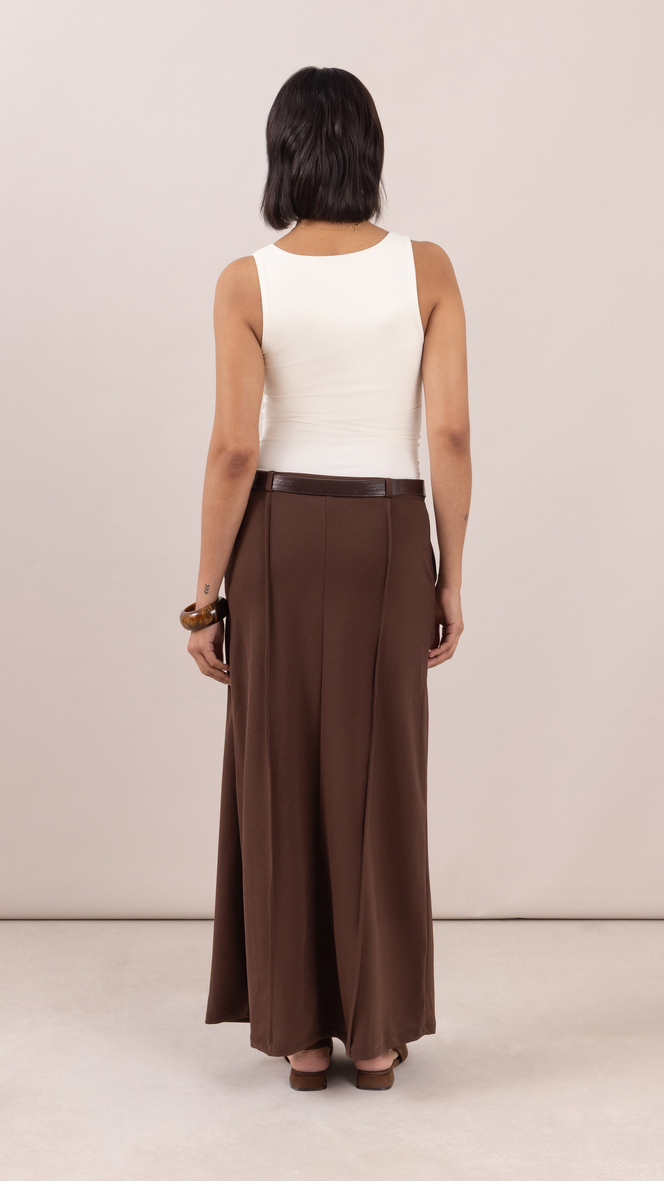 Maren skirt with belt - Dark Espresso