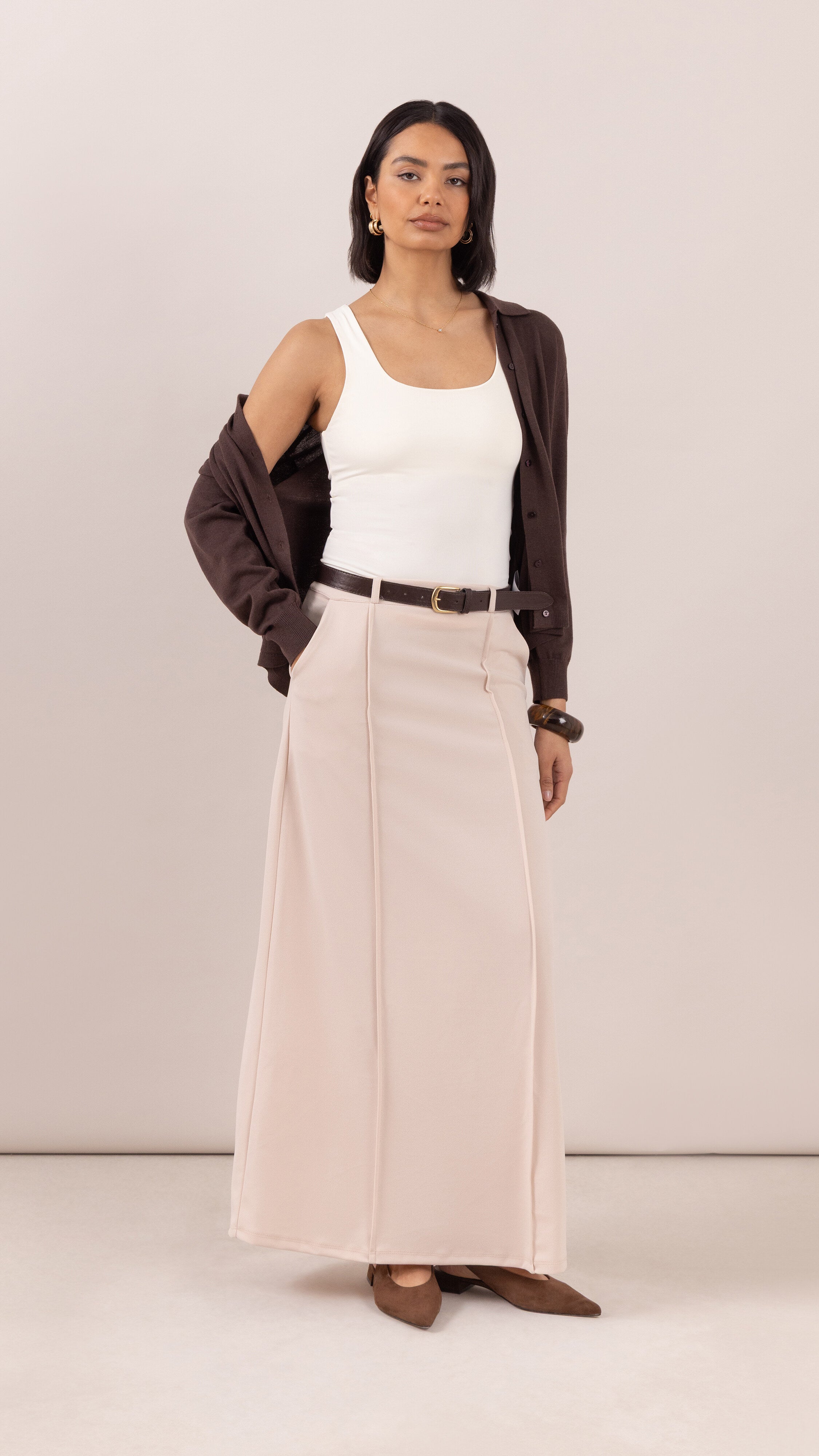 Maren skirt with belt - Stone