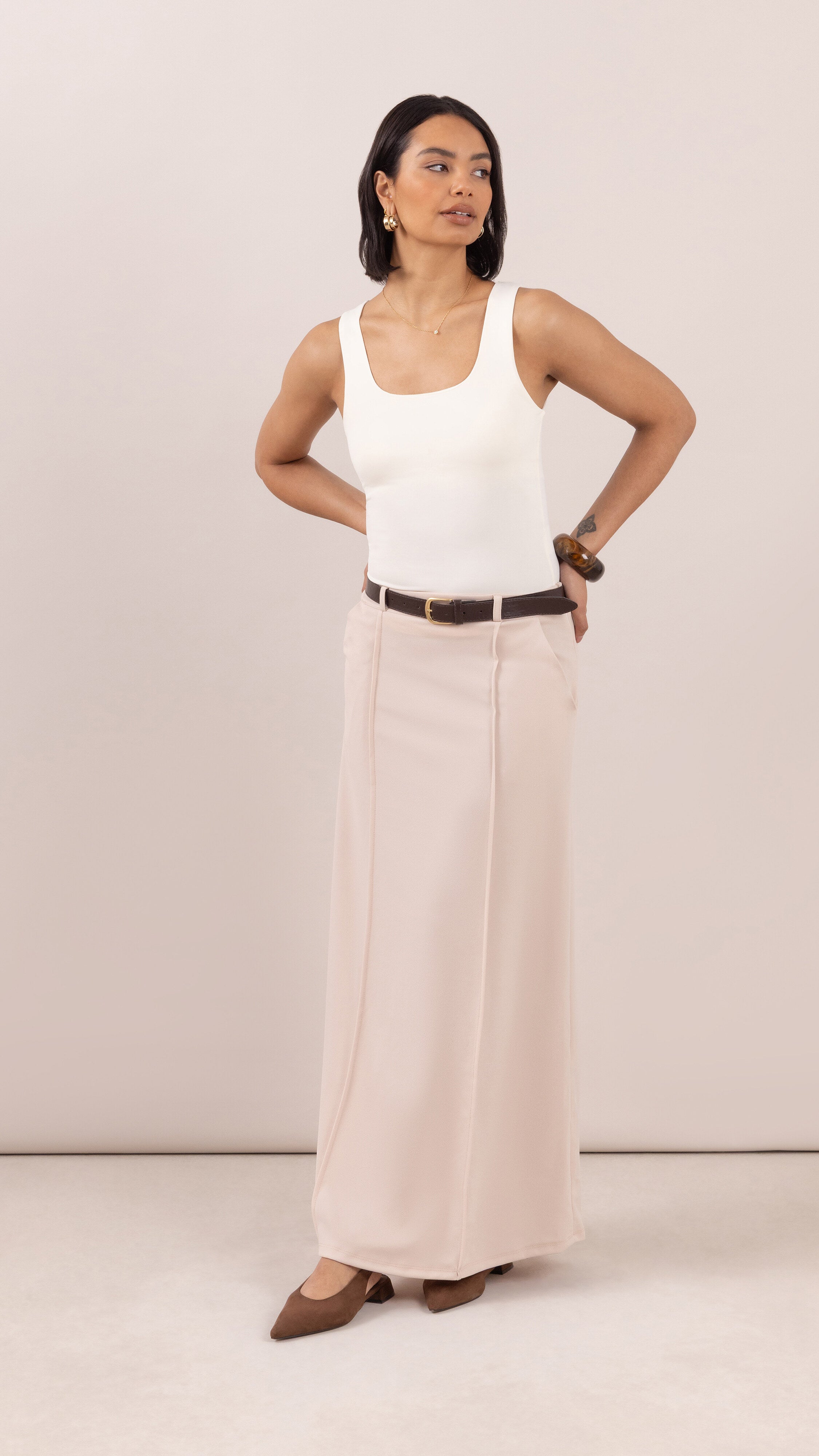 Maren skirt with belt - Stone