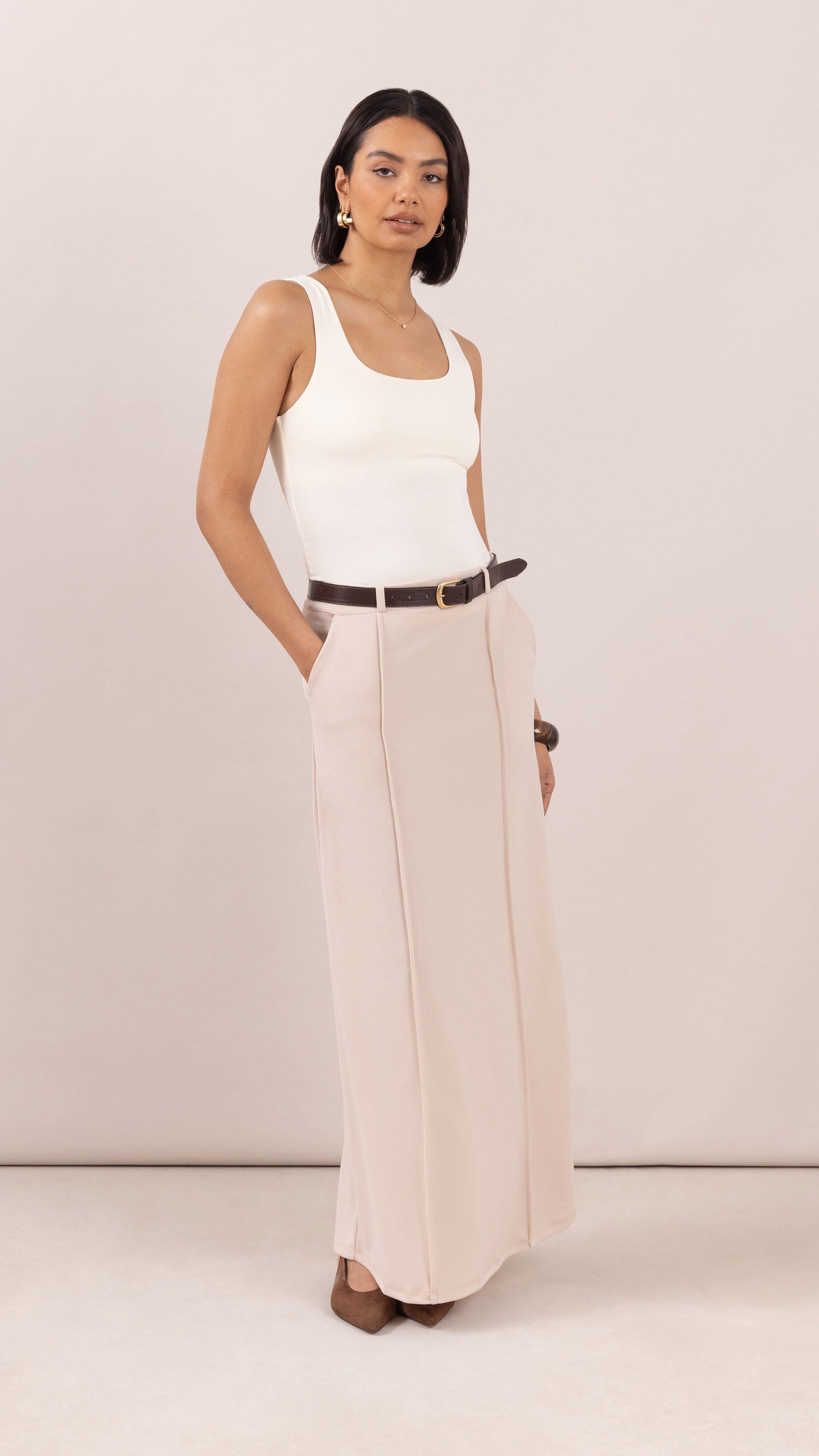 Maren skirt with belt - Stone