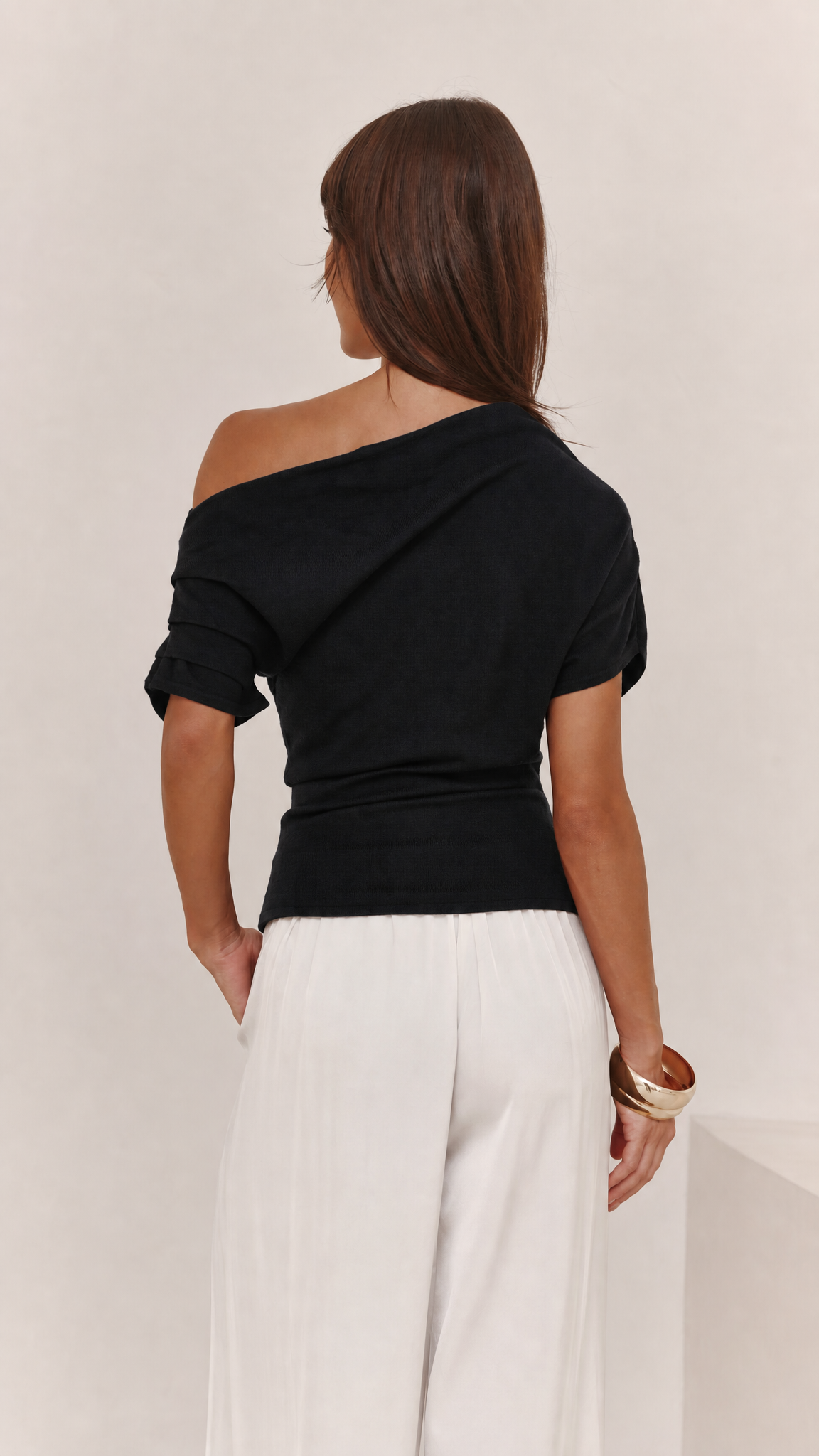 Nadine Asymmetric Knit Top - Black
