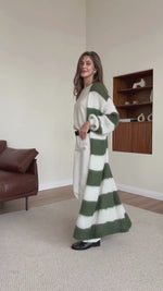 KAY CARDIGAN - KHAKI OFF - WHITE STRIPES