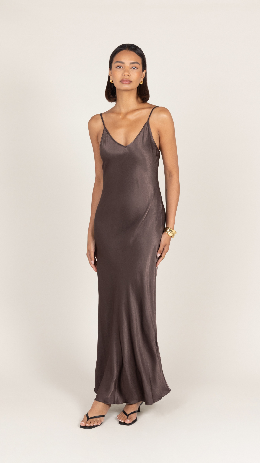 Lana Satin Dress - Espresso