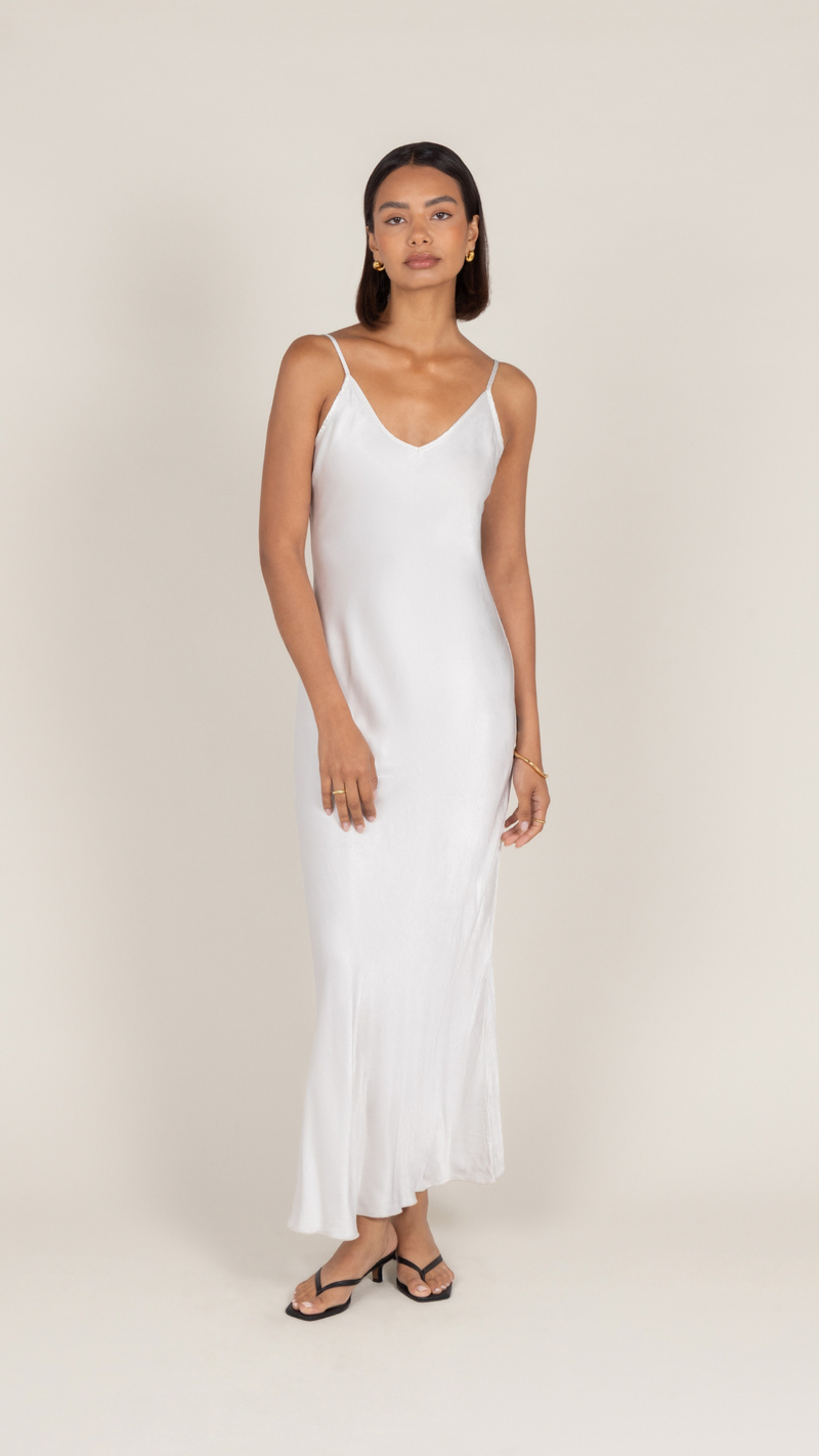 Lana Satin Dress - Pearl