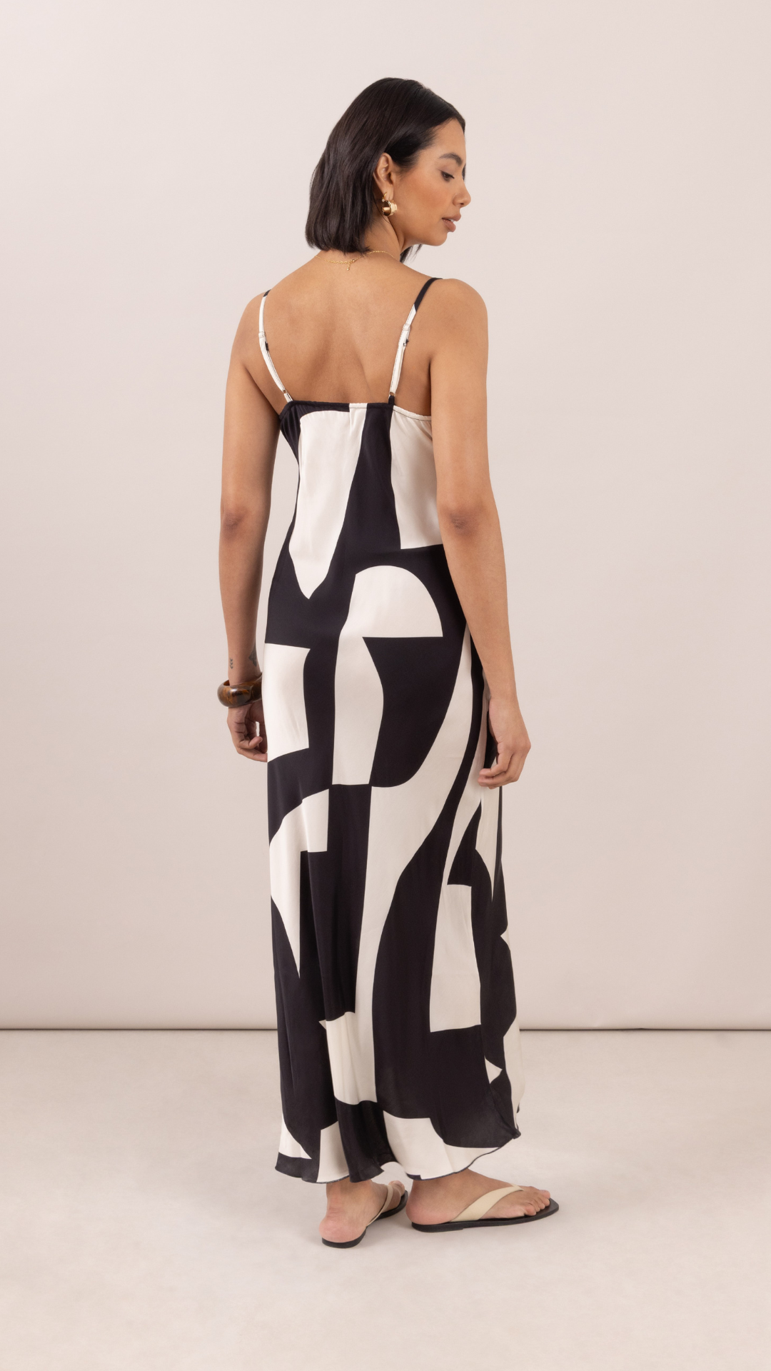Lana Satin Dress - Abstract Print