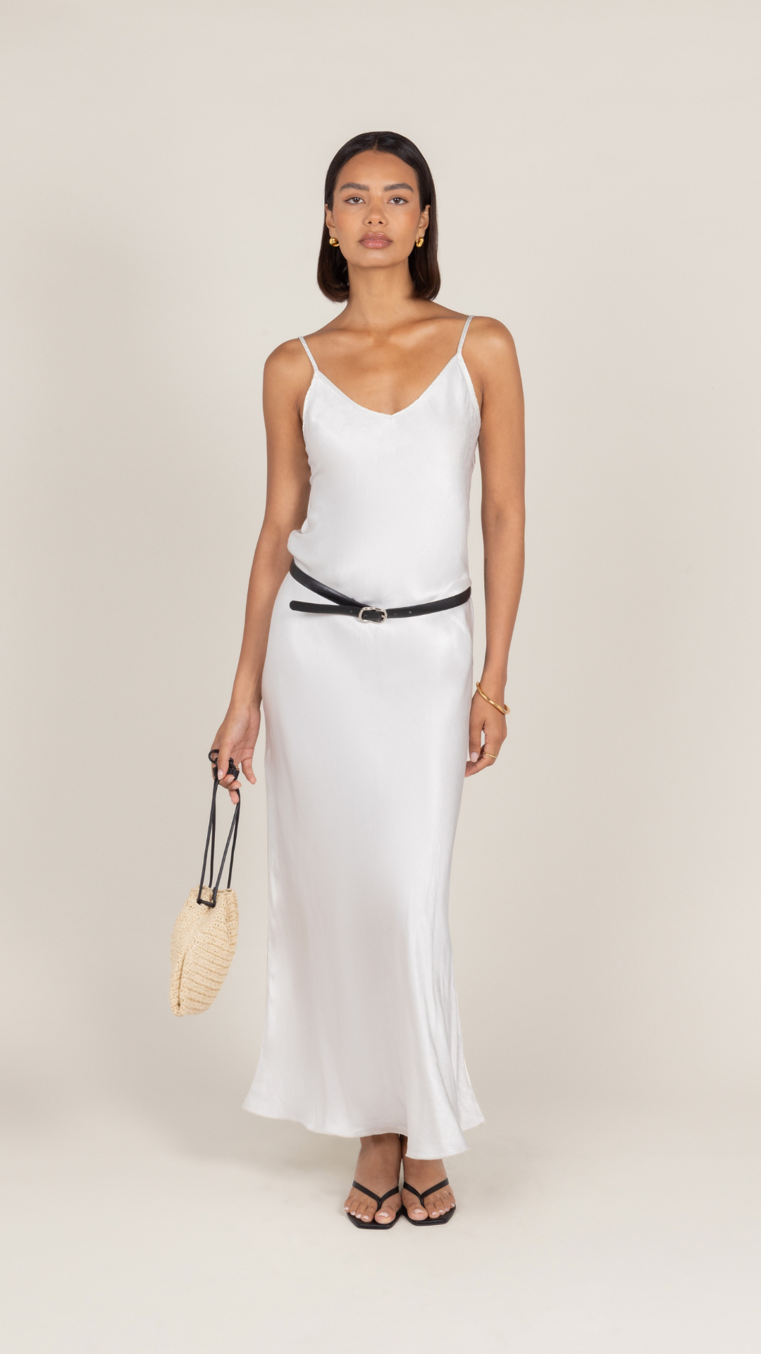 Lana Satin Dress - Pearl