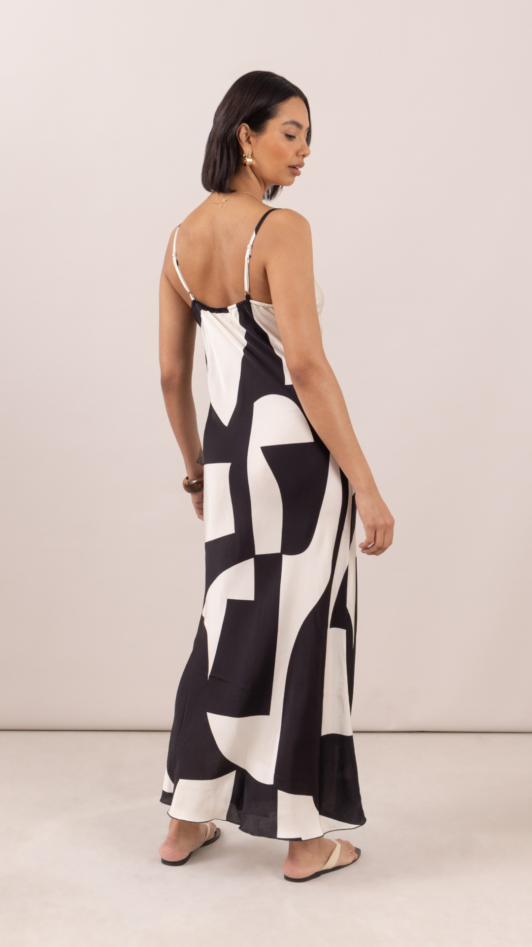 Lana Satin Dress - Abstract Print