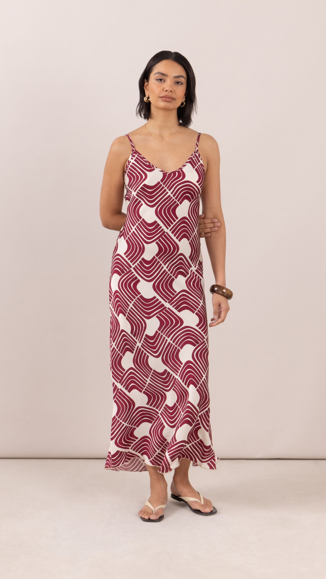 Lana Satin Dress - Geometric Print