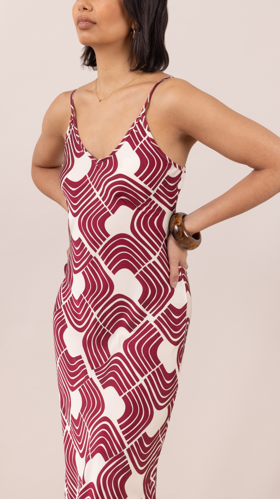Lana Satin Dress - Geometric Print
