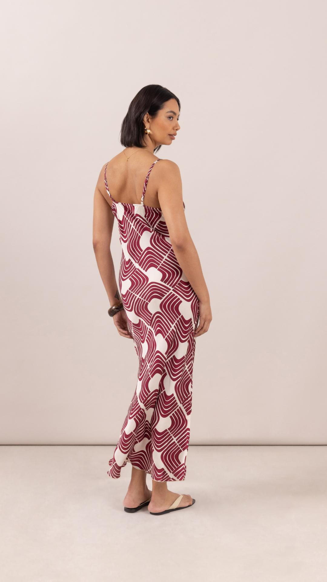 Lana Satin Dress - Geometric Print
