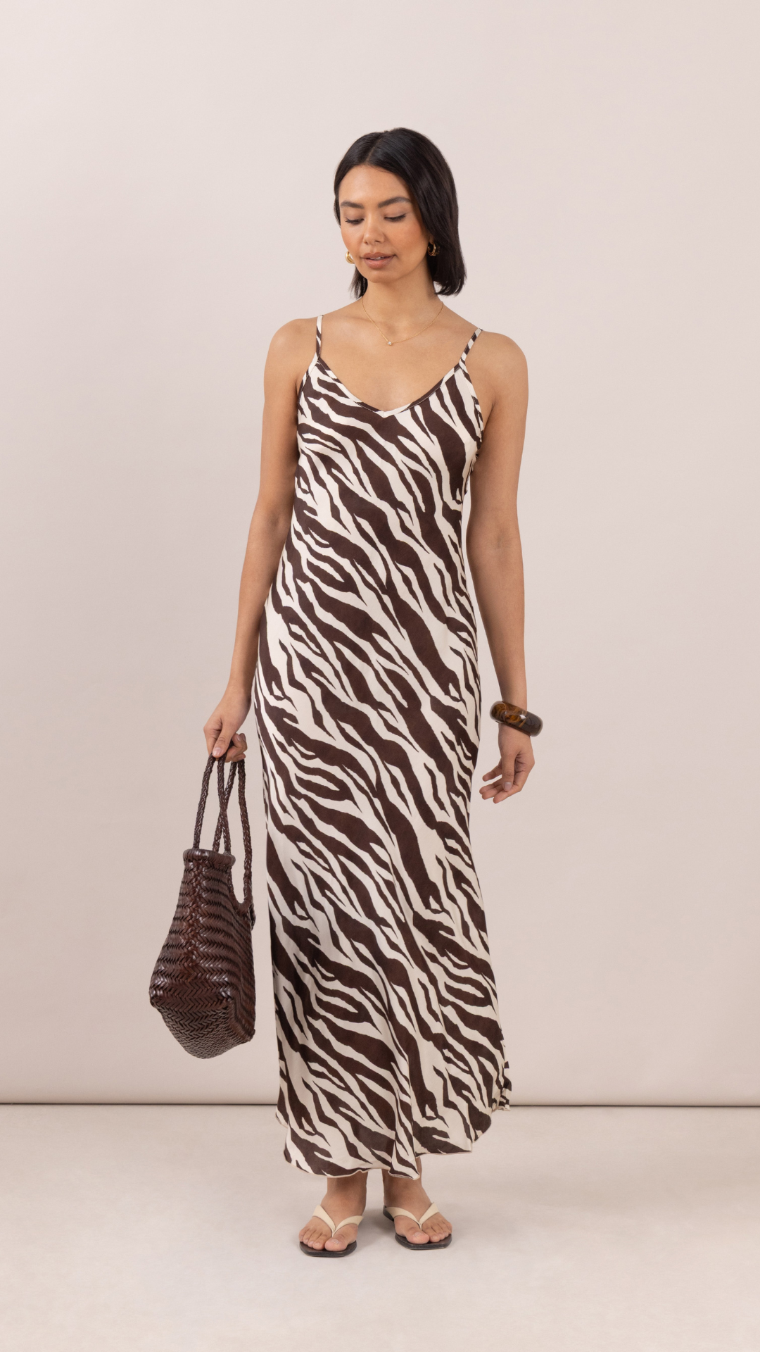 Lana Satin Dress - Zebra Print