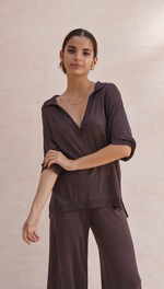 RAMONA KNIT POLO SHIRT - CEDAR