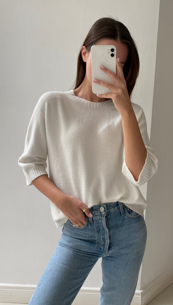 SELINA SOFT KNIT TEE - IVORY