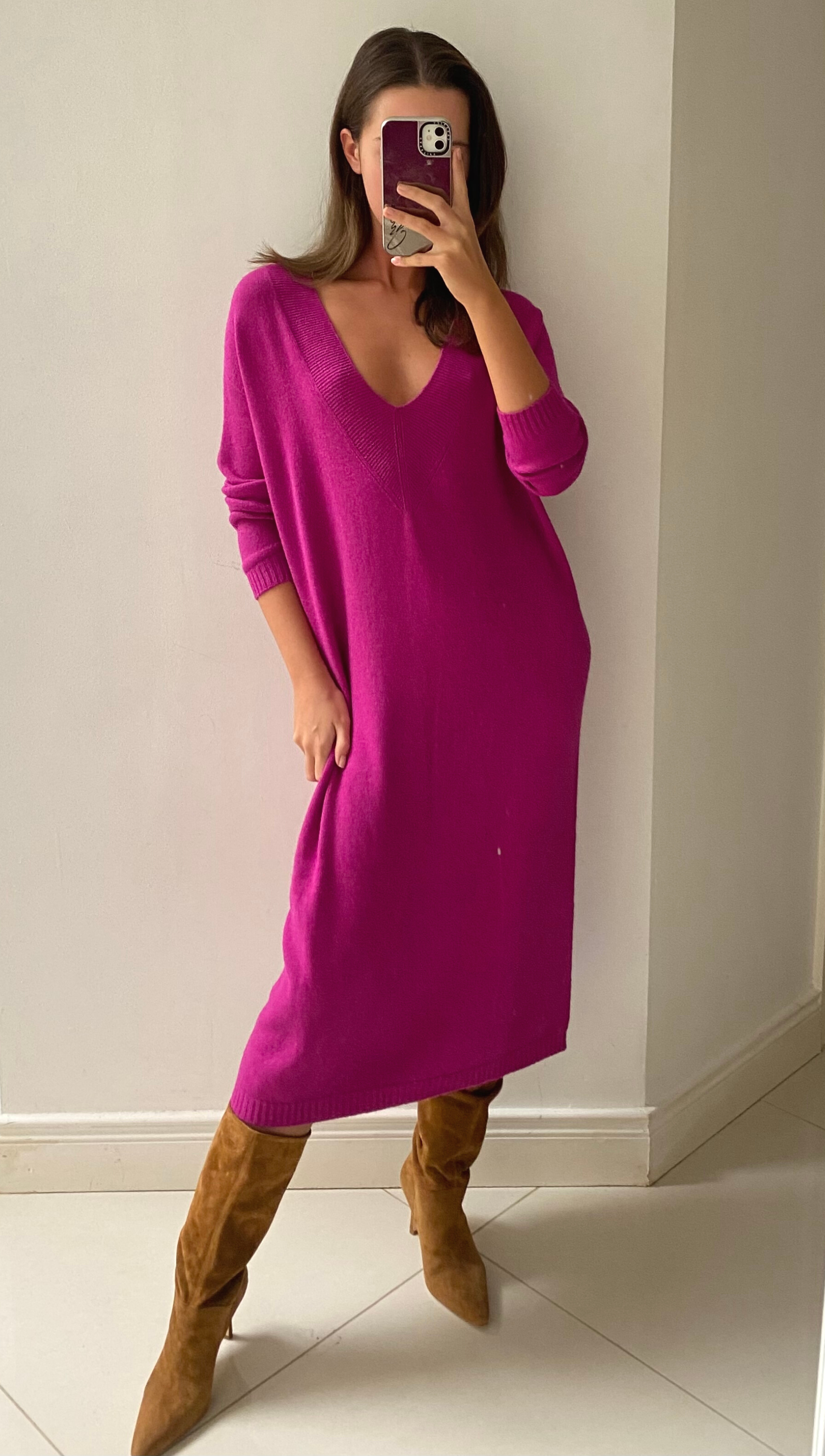 Ivy Knitted Dress - Fuchsia