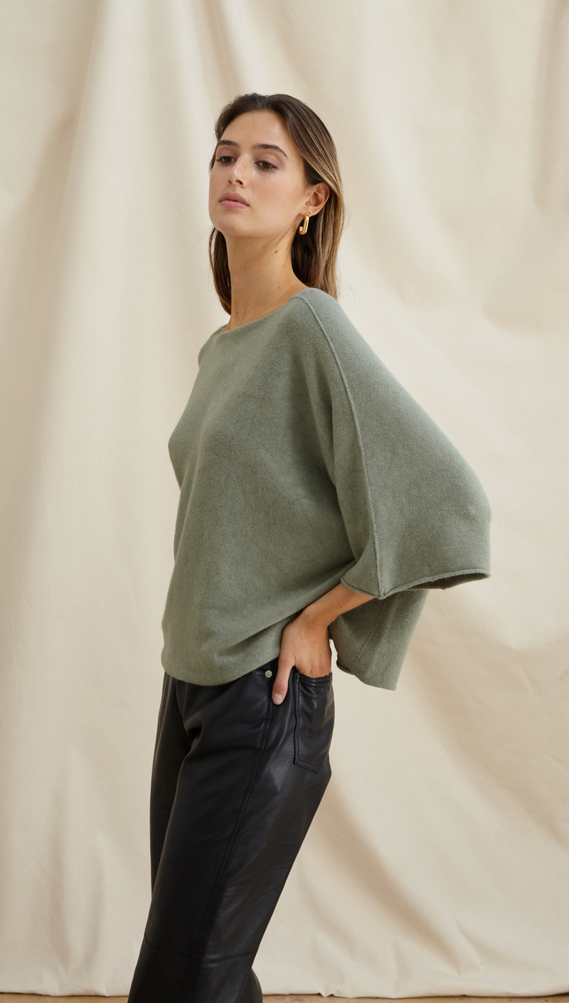 ANA KNITTED TOP - SOFT KHAKI