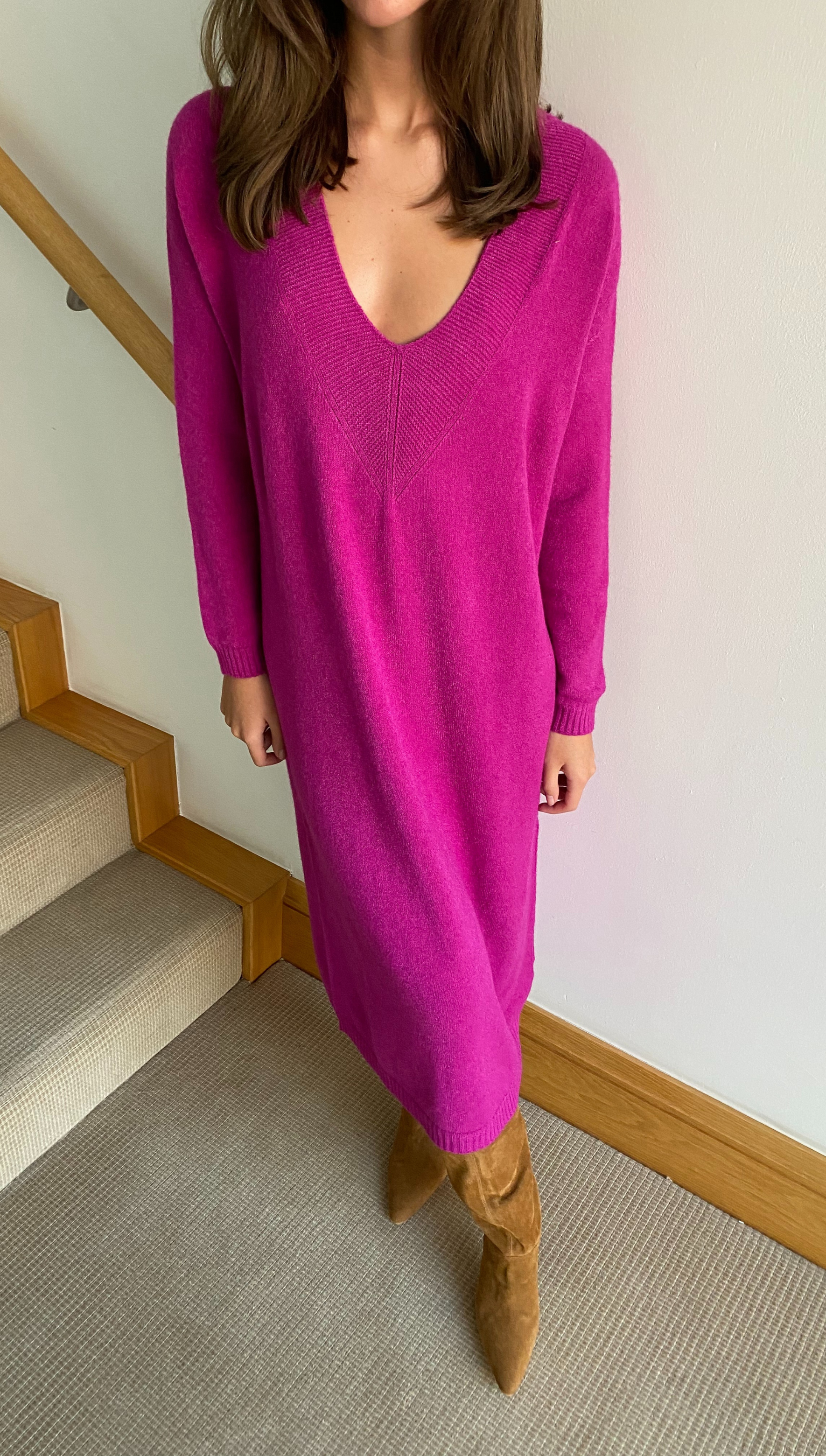 Ivy Knitted Dress - Fuchsia