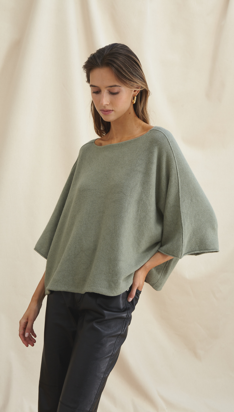 ANA KNITTED TOP - SOFT KHAKI