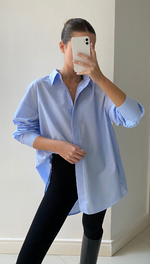 TALIA SHIRT - BLUE WITH WHITE STRIPE