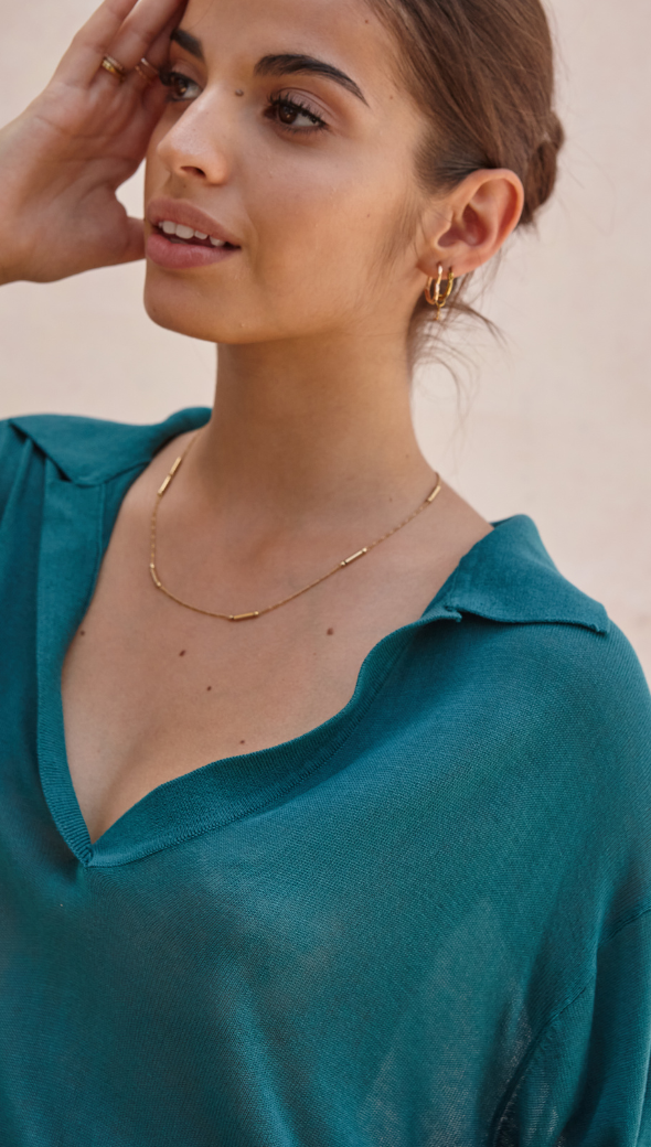 RAMONA KNIT POLO SHIRT - JADE