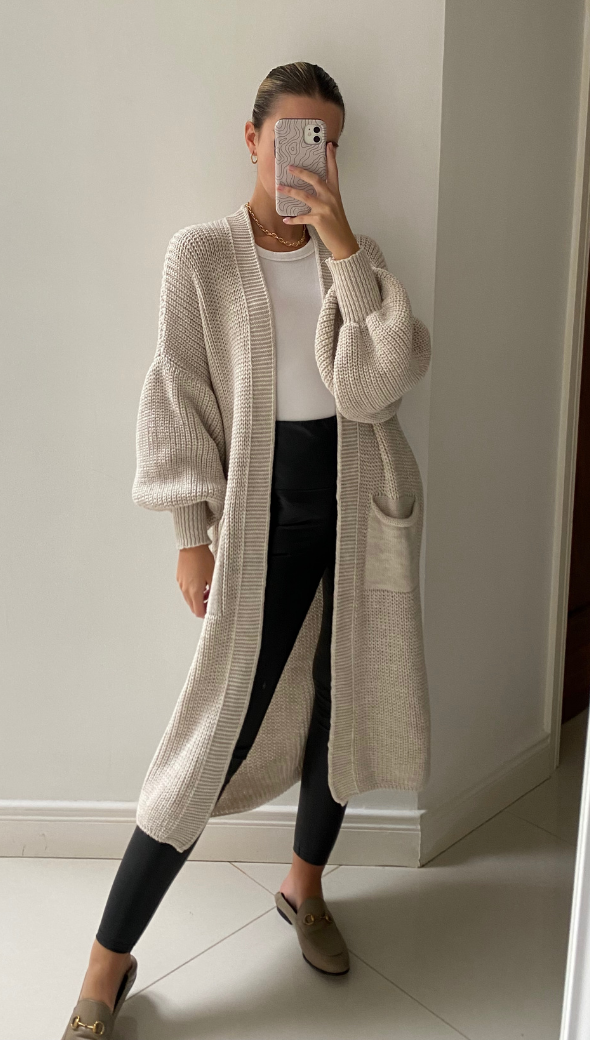 CHARLI SELMA BELL SLEEVE CARDIGAN SAND Charli London