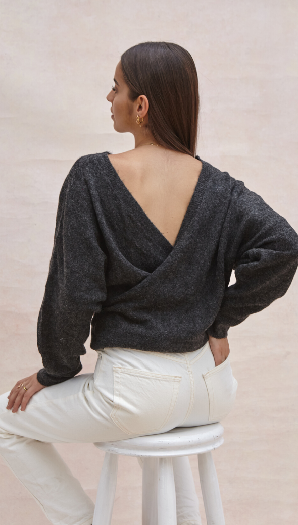 VALERIE CARDIGAN - BLACK MELANGE