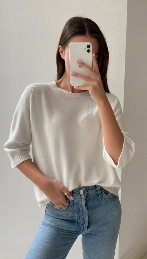 SELINA SOFT KNIT TEE - IVORY