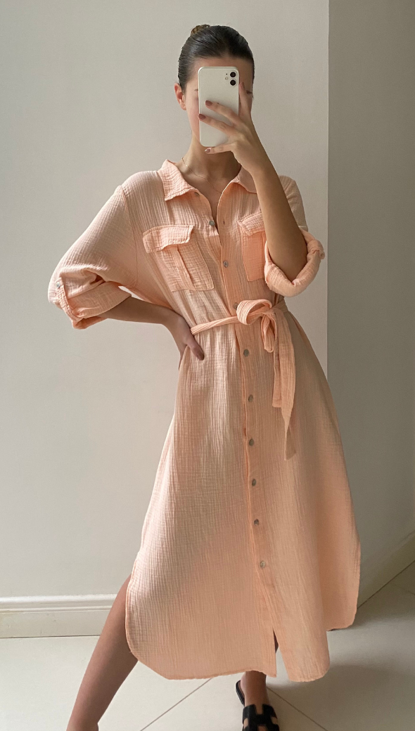 CASSIS SHIRT DRESS - SOFT PEACH