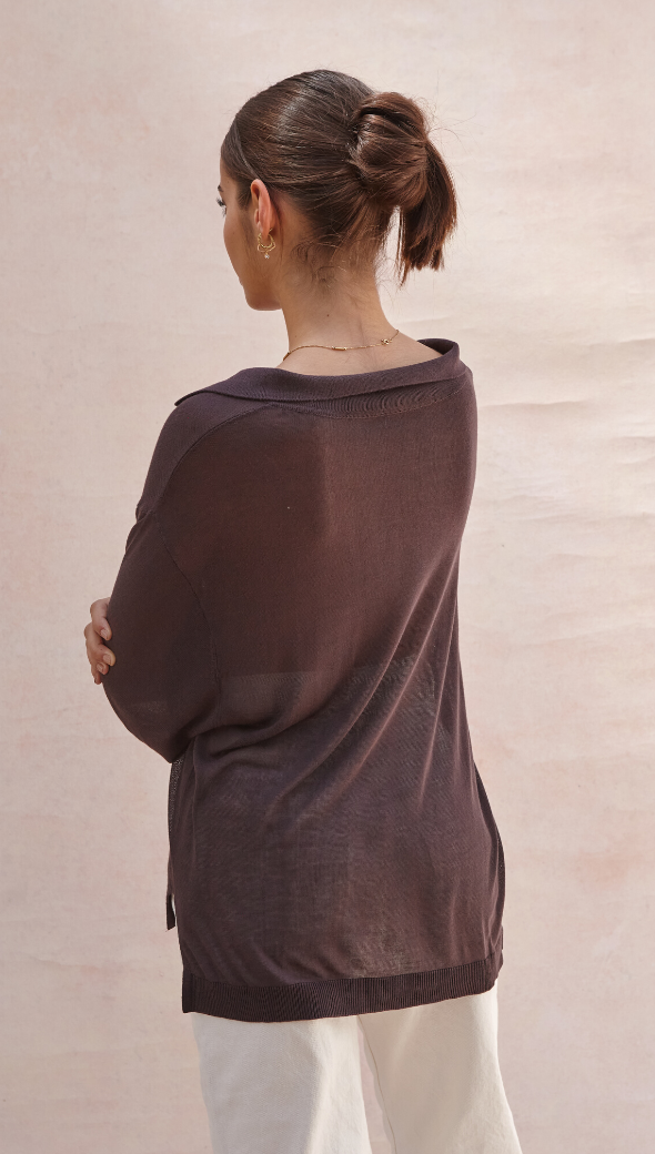 RAMONA KNIT POLO SHIRT - CEDAR