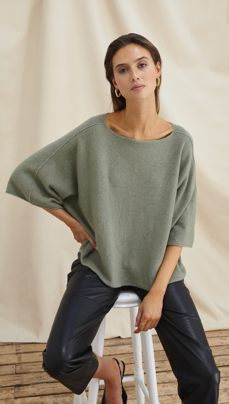 ANA KNITTED TOP - SOFT KHAKI