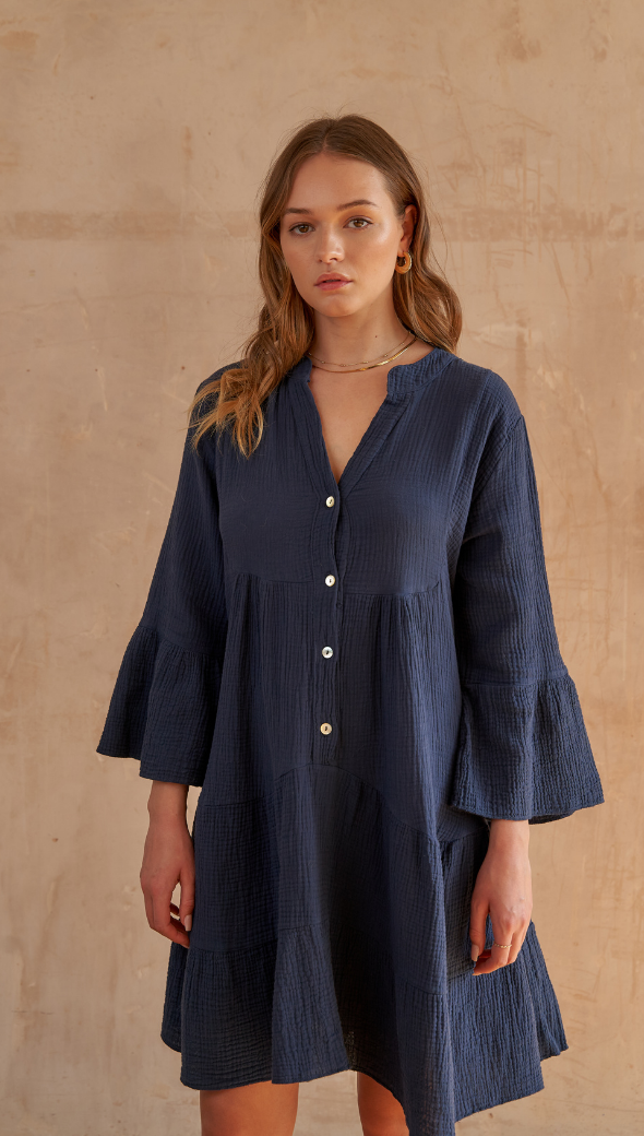 Celestine Dress - Navy