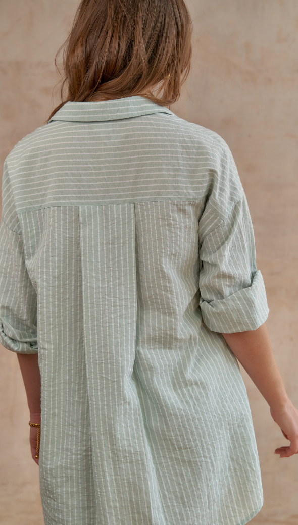 TAYLOR SHIRT - GREEN STRIPE