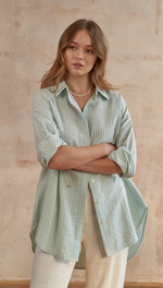 TAYLOR SHIRT - GREEN STRIPE