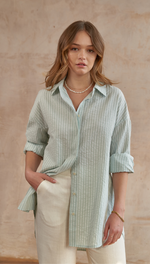 TAYLOR SHIRT - GREEN STRIPE