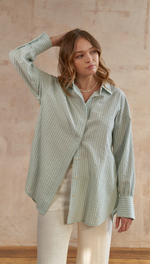 TAYLOR SHIRT - GREEN STRIPE