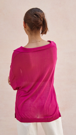 RAMONA KNIT POLO SHIRT - FUCHSIA