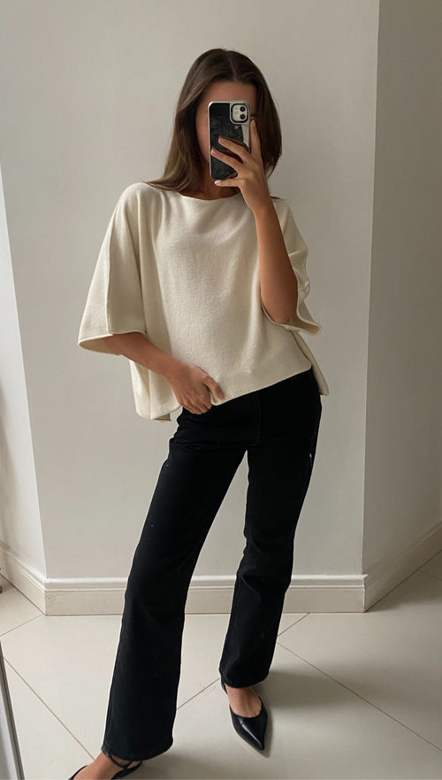 ANA KNITTED TOP - PUTTY