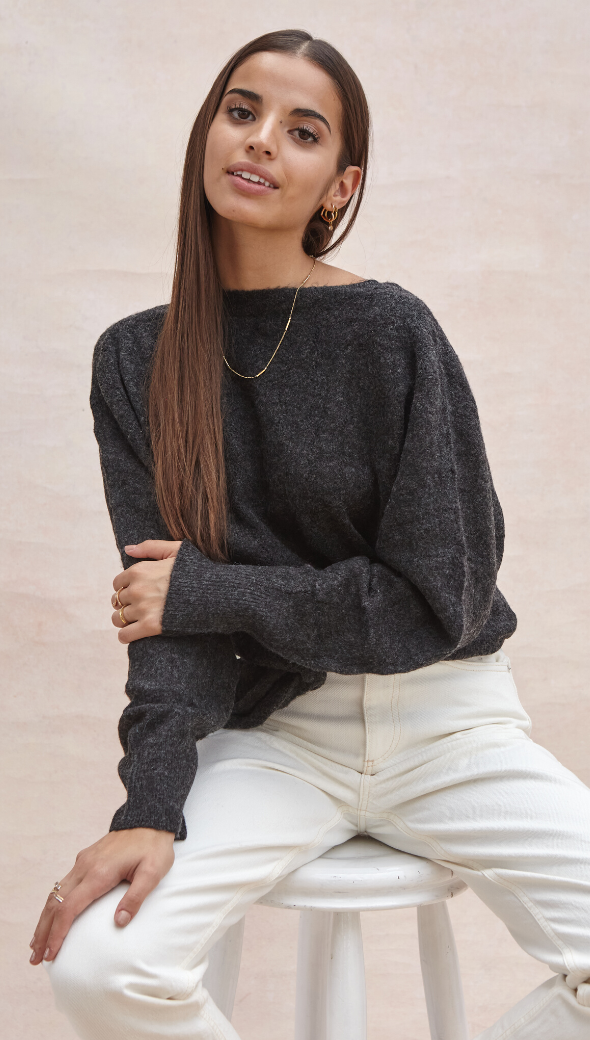 VALERIE CARDIGAN - BLACK MELANGE