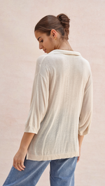 RAMONA KNIT POLO SHIRT - IVORY